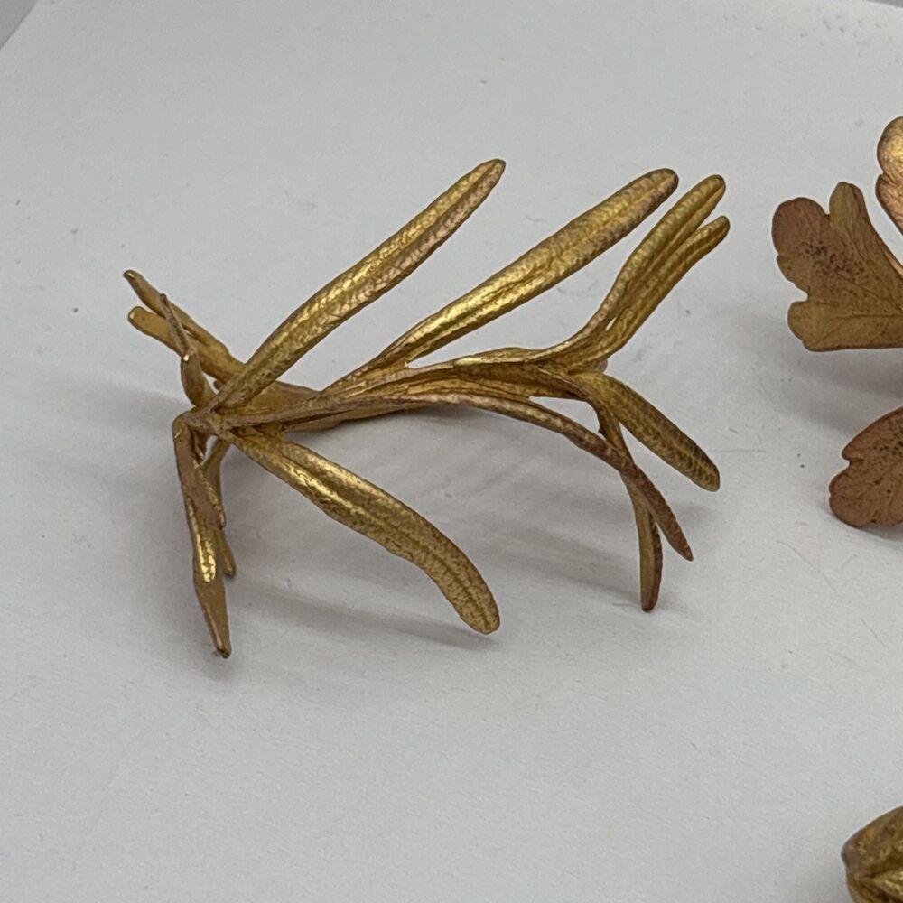Italian Herbs Napkin Rings Set Of 4 Gold Artisan Michael Michaud Table Art - Picture 2 of 10